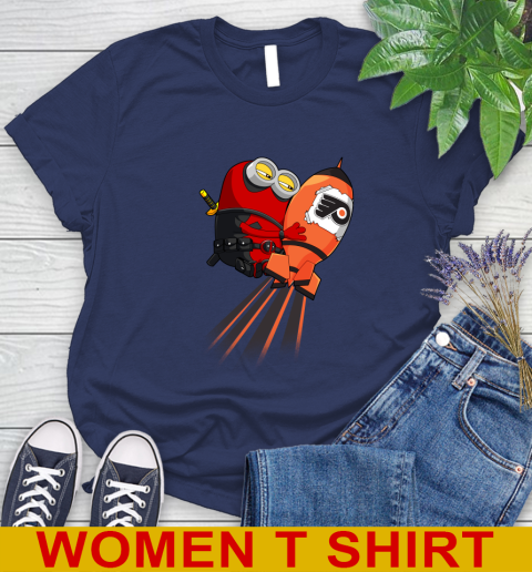 NHL Hockey Philadelphia Flyers Deadpool Minion Marvel Shirt Women's T-Shirt 12