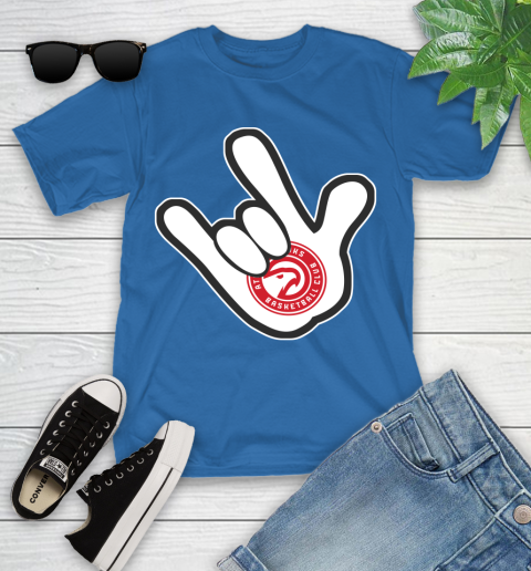 Atlanta Hawks NBA Basketball Mickey Rock Hand Disney Youth T-Shirt 9