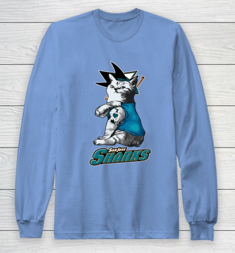 NHL My Cat Loves San Jose Sharks Hockey Long Sleeve T Shirt Tee For Sports