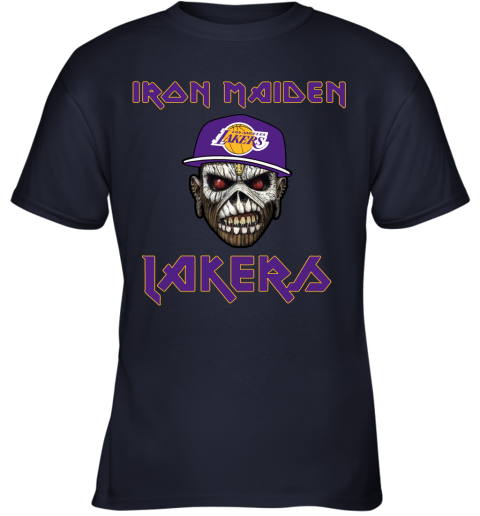 lts5 nba los angeles lakers iron maiden rock band music basketball youth t shirt 26 front navy