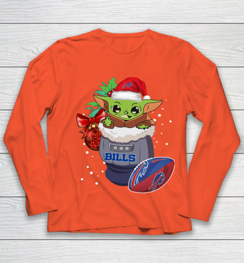 Buffalo Bills Christmas Baby Yoda Star Wars Funny Happy NFL Youth Long Sleeve 4