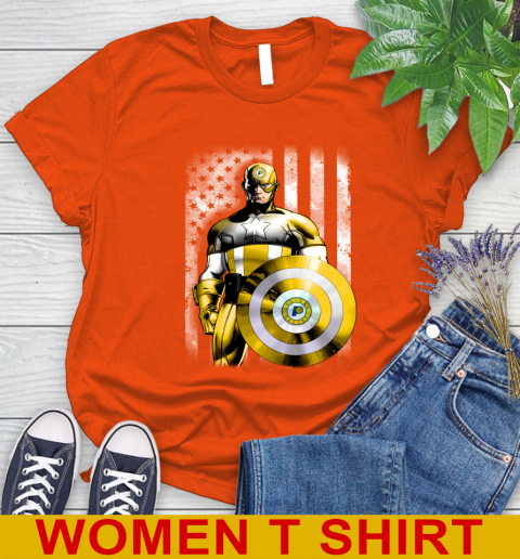 Indiana Pacers NBA Basketball Captain America Marvel Avengers American Flag Shirt Women's T-Shirt 3