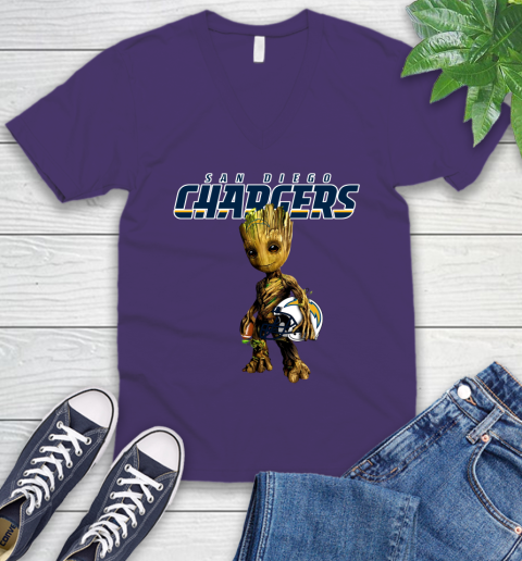 Los Angeles Chargers NFL Football Groot Marvel Guardians Of The Galaxy V-Neck T-Shirt 10
