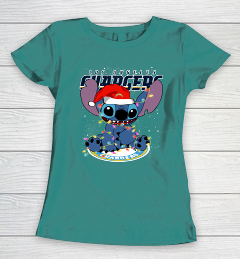 Los Angeles Chargers NFL Football noel stitch Christmas Women's T-Shirt 10