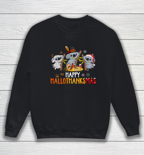 Koala Halloween And Merry Christmas Happy Hallothanksmas Sweatshirt