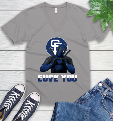 MLB San Diego Padres Deadpool Love You Fuck You Baseball Sports V-Neck T-Shirt 3