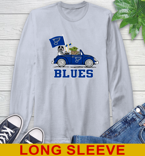 NHL Hockey St.Louis Blues Darth Vader Baby Yoda Driving Star Wars Shirt Long Sleeve T-Shirt 6