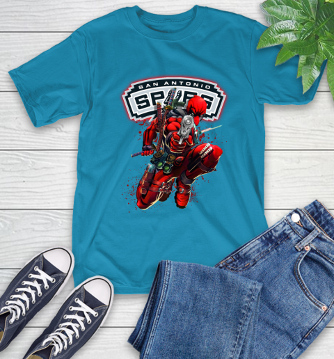 NBA Deadpool Marvel Comics Sports Basketball San Antonio Spurs T-Shirt 8