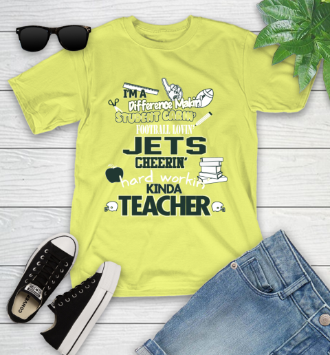 New York Jets NFL I'm A Difference Making Student Caring Football Loving Kinda Teacher Youth T-Shirt 10