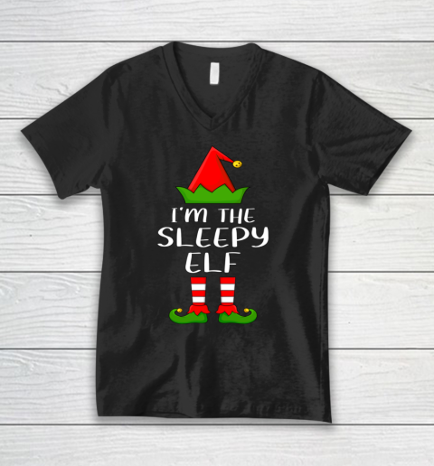 Funny Family Christmas Shirts I'm The Sleepy Elf Christmas V-Neck T-Shirt