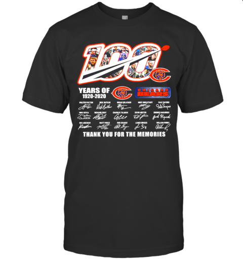 100 Chicago Bears Years Of 1920 2020 Thank You For The Memories Signatures T-Shirt