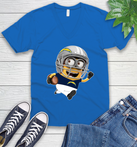 NFL San Diego Chargers Minions Disney Football Sports V-Neck T-Shirt 6