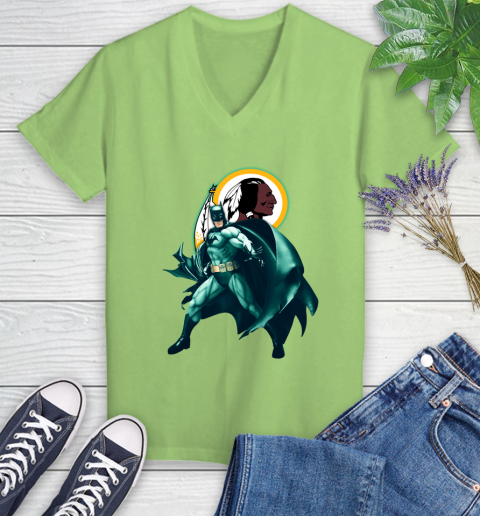 NFL Batman Football Sports Washington Redskins Women's V-Neck T-Shirt 11