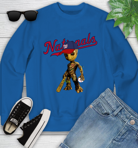 MLB Washington Nationals Groot Guardians Of The Galaxy Baseball Youth Sweatshirt 8
