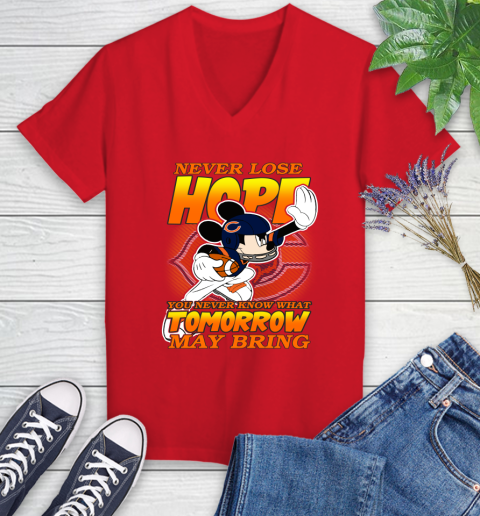 Chicago Bears NFL Football Mickey Disney Never Lose Hope Women's V-Neck T-Shirt 11