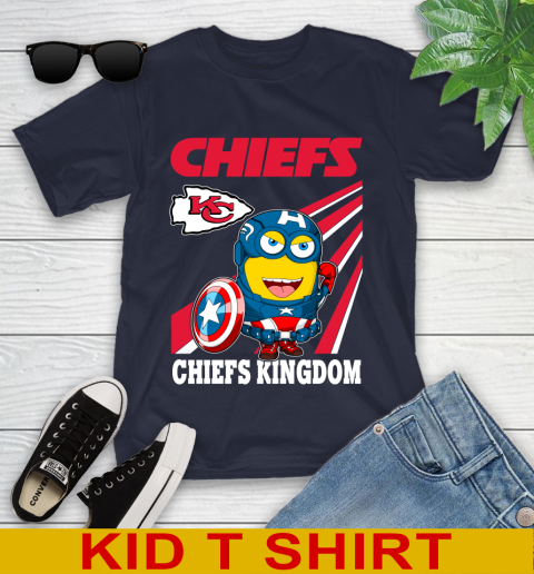 NFL Football Kansas City Chiefs Captain America Marvel Avengers Minion Shirt Youth T-Shirt 2