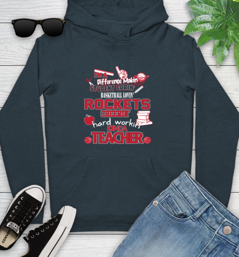 Houston Rockets NBA I'm A Difference Making Student Caring Basketball Loving Kinda Teacher Youth Hoodie 10