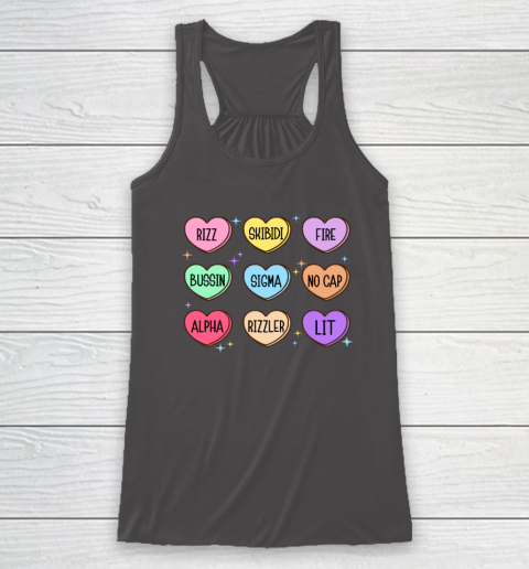 Skibidi Valentine's Day Candy Heart Funny Valentine Rizz Racerback Tank 6