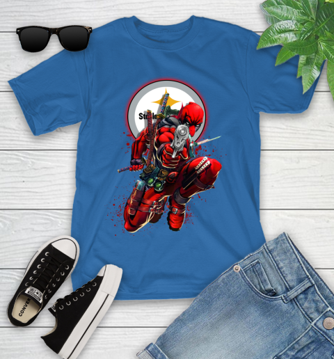 NFL Deadpool Marvel Comics Sports Football Pittsburgh Steelers Youth T-Shirt 9