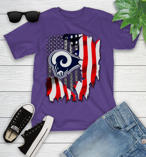 Los Angeles Rams NFL Football American Flag Youth T-Shirt 3