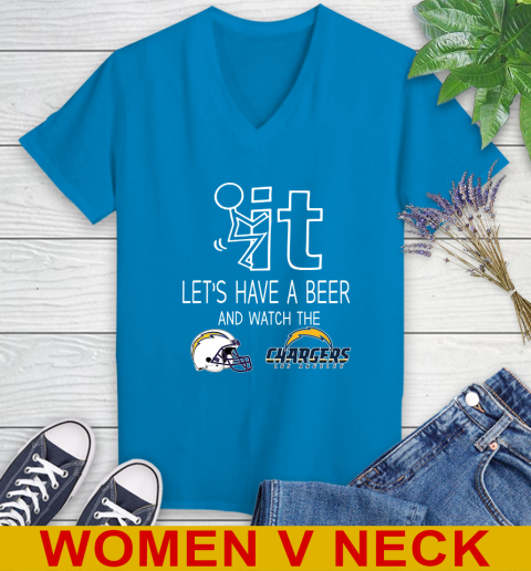 Los Angeles Chargers Football NFL Let's Have A Beer And Watch Your Team Sports Women's V-Neck T-Shirt 7