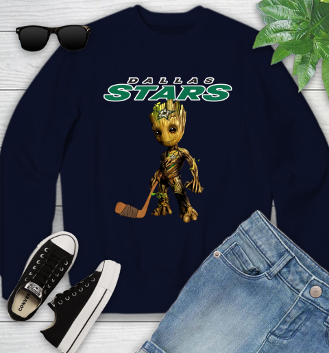 Dallas Stars NHL Hockey Groot Marvel Guardians Of The Galaxy Youth Sweatshirt 3