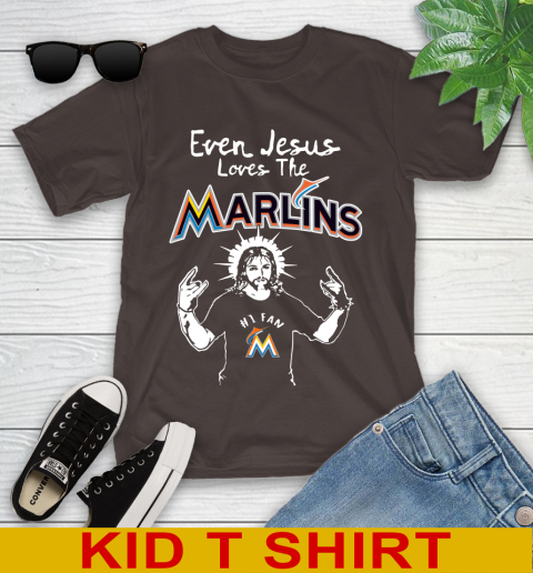 Miami Marlins MLB Baseball Even Jesus Loves The Marlins Shirt Youth T-Shirt 6