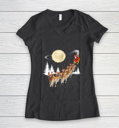 Golden Retriever Reindeer Christmas Women's V-Neck T-Shirt 6