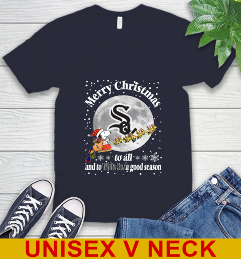 White Sox Merry Christmas To All And To White Sox A Good Season MLB Baseball Sports V-Neck T-Shirt 2