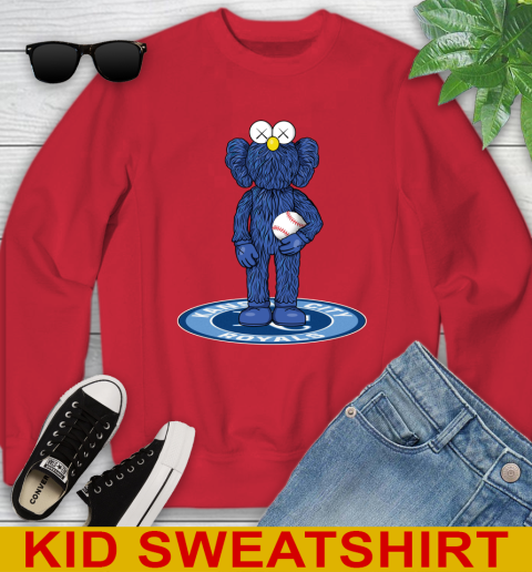 MLB Baseball Kansas City Royals Kaws Bff Blue Figure Shirt Youth Sweatshirt - Image 9