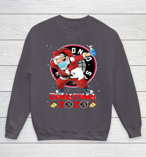 Toronto Raptors Funny Santa Claus Dabbing Christmas 2020 NBA Youth Sweatshirt 5