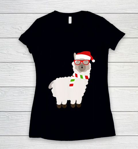 Fa La La Llama Shirt Cute Alpaca Ugly Christmas Women's V-Neck T-Shirt