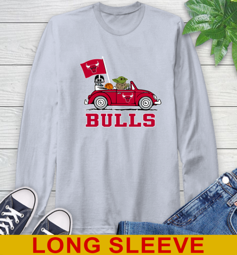 NBA Basketball Chicago Bulls Darth Vader Baby Yoda Driving Star Wars Shirt Long Sleeve T-Shirt 6
