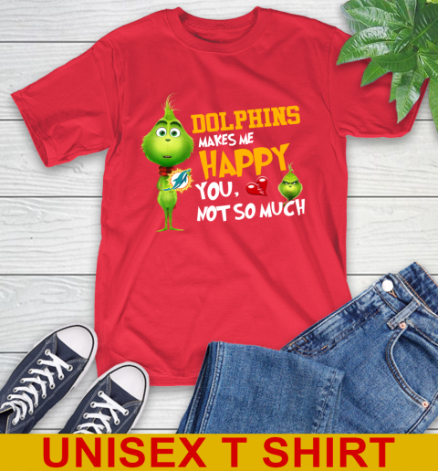 NFL Miami Dolphins Makes Me Happy You Not So Much Grinch Football Sports T-Shirt 12
