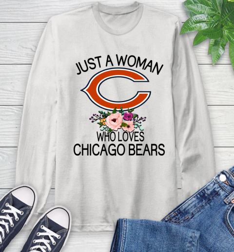 NFL Just A Woman Who Loves Chicago Bears Football Sports Long Sleeve T-Shirt