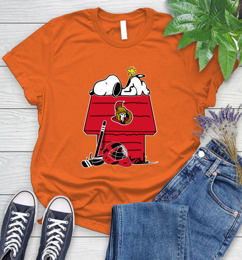 Ottawa Senators NHL Hockey Snoopy Woodstock The Peanuts Movie Women's T-Shirt 4