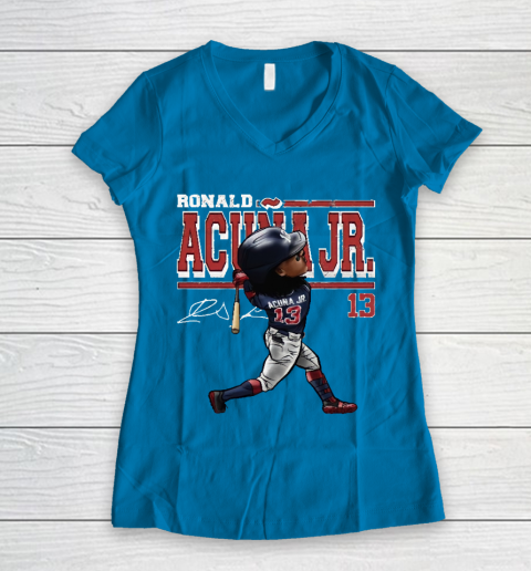 Ronald Acuna Jr Cartoon Women's V-Neck T-Shirt 5