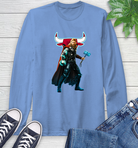 NBA Thor Avengers Endgame Basketball Chicago Bulls Long Sleeve T-Shirt 11