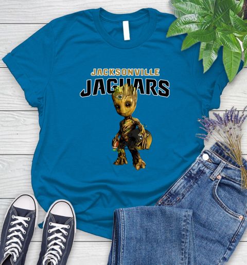 Jacksonville Jaguars NFL Football Groot Marvel Guardians Of The Galaxy Women's T-Shirt 7