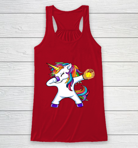 Dabbing Unicorn Softball T Shirt Funny Dab Gift Racerback Tank 5