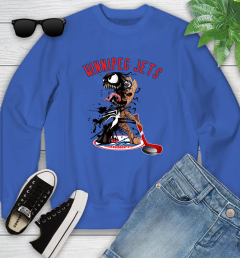 NHL Winnipeg Jets Hockey Venom Groot Guardians Of The Galaxy Youth Sweatshirt 8