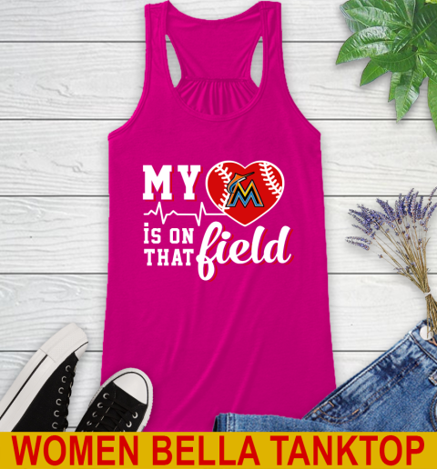 MLB My Heart Is On That Field Baseball Sports Miami Marlins Racerback Tank 6