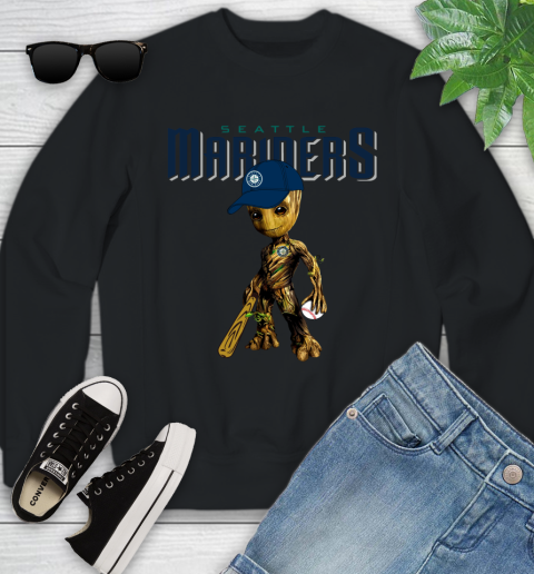 MLB Seattle Mariners Groot Guardians Of The Galaxy Baseball Youth Sweatshirt 2