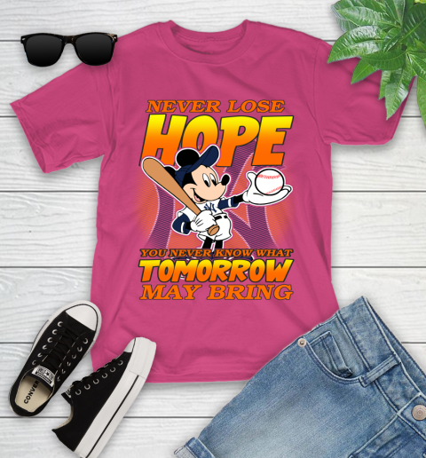New York Yankees MLB Baseball Mickey Disney Never Lose Hope Youth T-Shirt 11