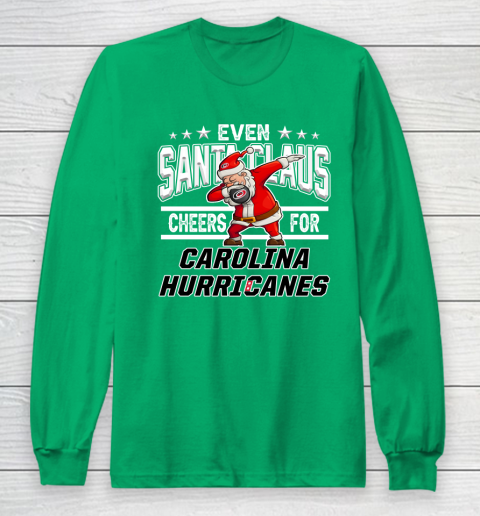 Carolina Hurricanes Even Santa Claus Cheers For Christmas NHL Long Sleeve T-Shirt 4