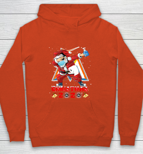 Miami Marlins Funny Santa Claus Dabbing Christmas 2020 MLB Youth Hoodie 3