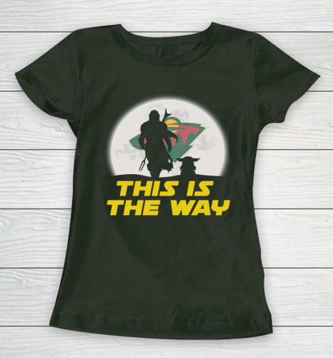 Minnesota Wild NHL Ice Hockey Star Wars Yoda And Mandalorian This Is The Way Women's T-Shirt 4