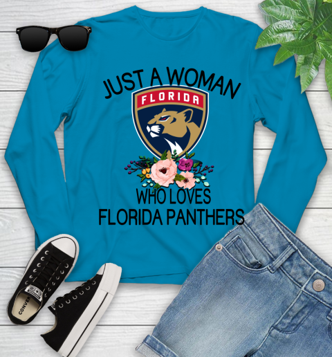 NHL Just A Woman Who Loves Florida Panthers Hockey Sports Youth Long Sleeve 5