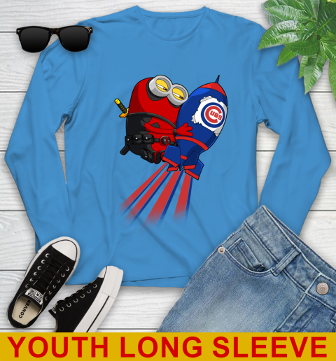 MLB Baseball Chicago Cubs Deadpool Minion Marvel Shirt Youth Long Sleeve 8