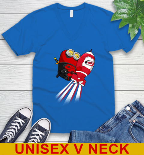 NHL Hockey Carolina Hurricanes Deadpool Minion Marvel Shirt V-Neck T-Shirt 5